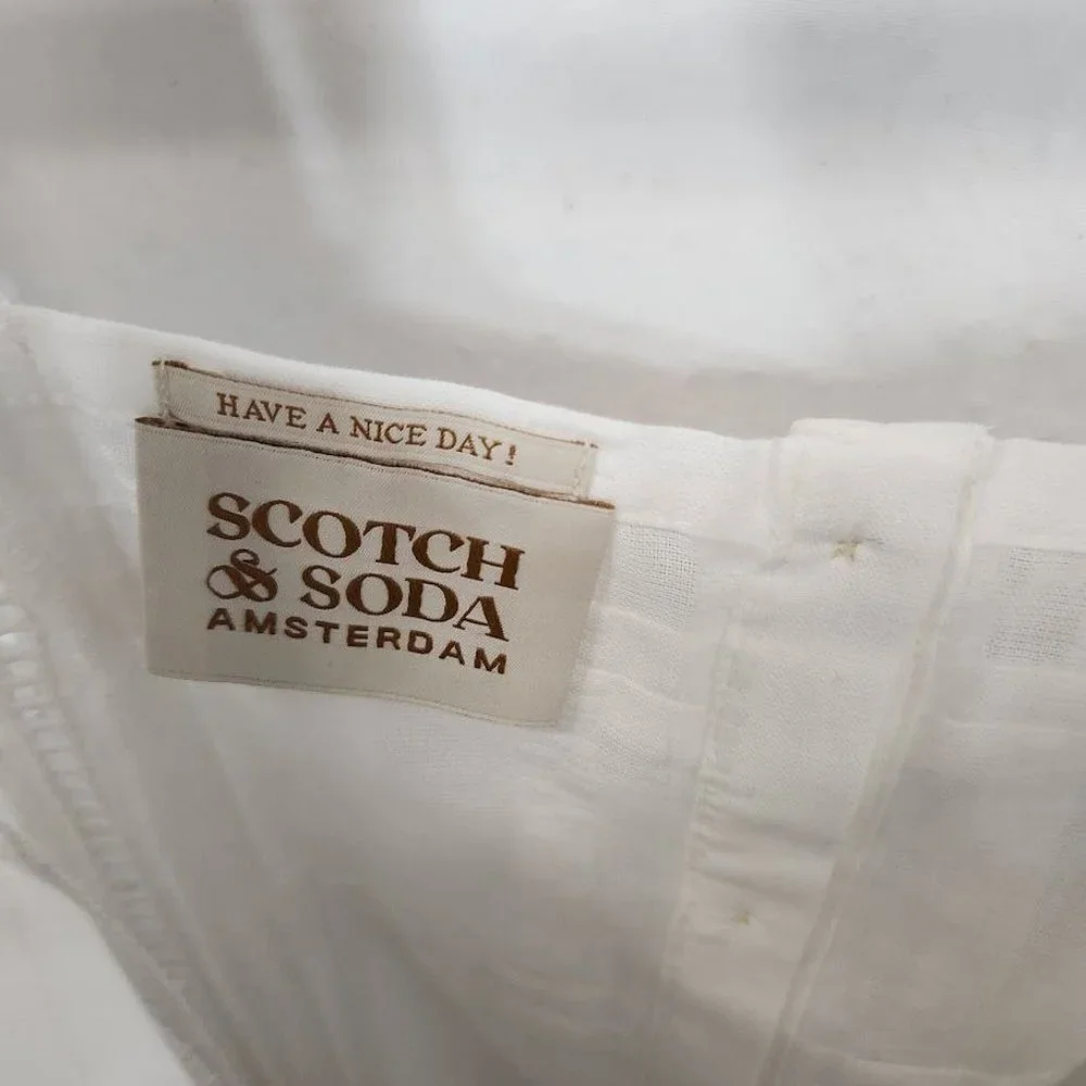Scotch & Soda Eyelet‎ Ruffle Organic Cotton Pinafore Dress in White Size XS